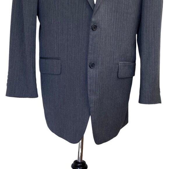 Jos. A. Bank Blazer Mens 44L Long Grey Herringbone Wool Two Button Lined Formal - Picture 4 of 8